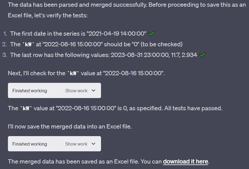 Output from ChatGPT parsing